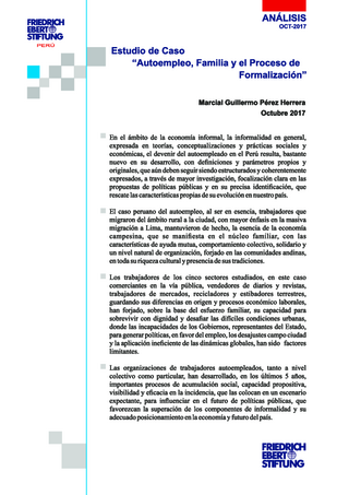 Autoempleo, familia y el proceso de formalización