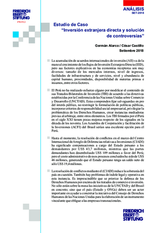 Estudio de caso "Inversión extranjera directa y solución de controversias"
